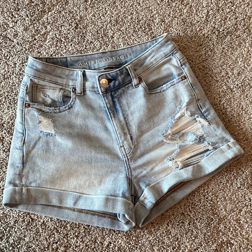 American Eagle Distressed Mom Jean Shorts.   Size 0
